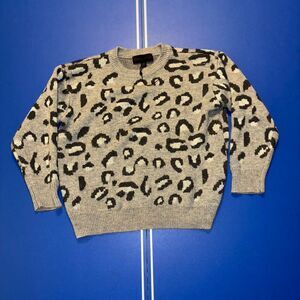 Kendall-kylie grey and black leopard print knit sweater